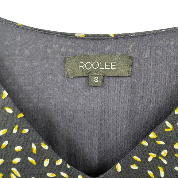 Roolee Navy & Yellow Contrast Print Knee Length Fit & Flare Babydoll Mini Dress - Picture 10 of 11